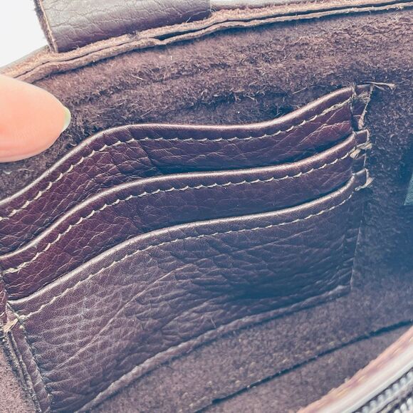 Vintage LIBAIRE of California Brown Leather Crossbody Purse Made in USA Handbag - Picture 9 of 12